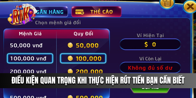 Điều kiện quan trọng khi thực hiện rút tiền bạn cần biết